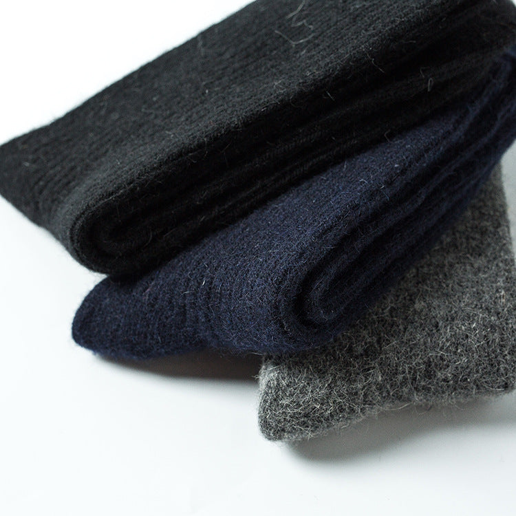 Winter Warm Solid Color Thickened Rabbit Wool Men's Socks
