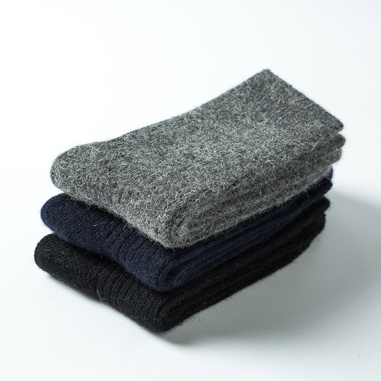 Winter Warm Solid Color Thickened Rabbit Wool Men's Socks
